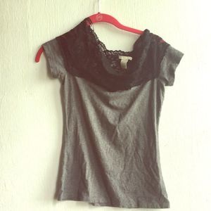 EUC Grey Lace Shirt from H&M Sz M